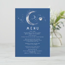 Invitación Menú Boda Celestial Starry Night Moon