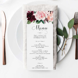 Invitación Menú Boda de Borgoña Rubor o Menú Ducha Bridal