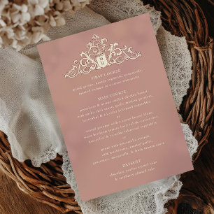 Invitación Menú Boda de cena de Escudo de marfil antiguo Mauv