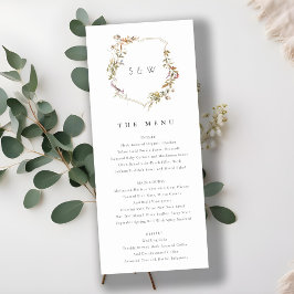 Invitación Menú Boda de Escudo de flores silvestres de Rubor 