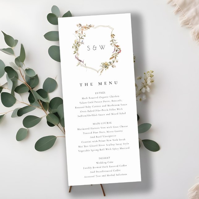 Invitación Menú Boda de Escudo de flores silvestres de Rubor  (Subido por el creador)