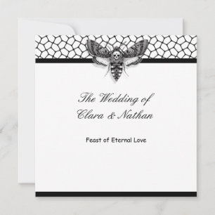 Invitación Menú Boda de la polilla de cráneo gótica - Fiesta