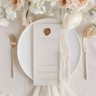 Invitación Menú Boda de marfil Minimalista simple y elegante