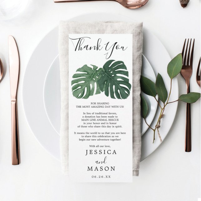 Invitación Menú Boda de Monstera Tropical y Gracias (Subido por el creador)