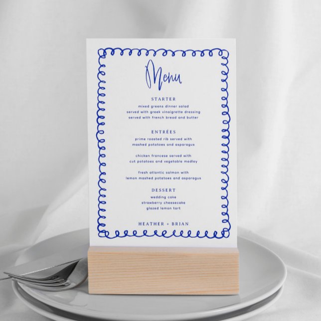 Invitación Menú Boda de ola azul francés digital (Subido por el creador)