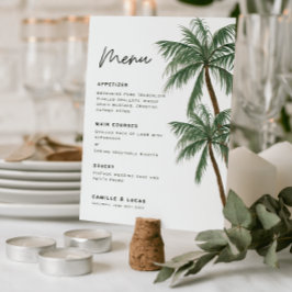Invitación menú boda de palmeras minimalistas