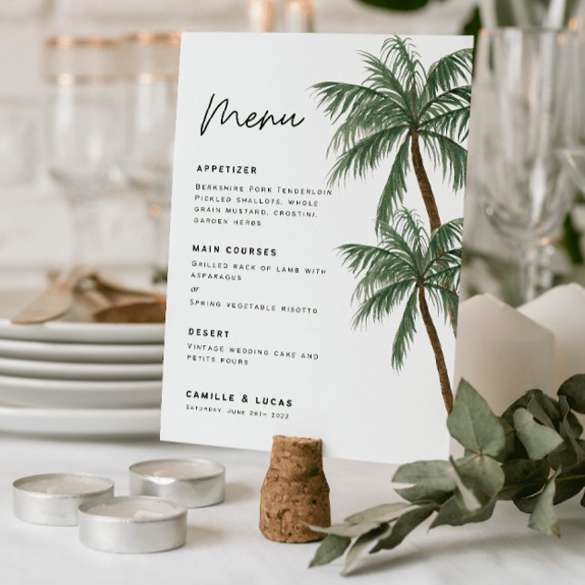 Invitación menú boda de palmeras minimalistas (Subido por el creador)