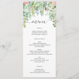 Invitación Menú Boda de vegetación suave o ducha de novia