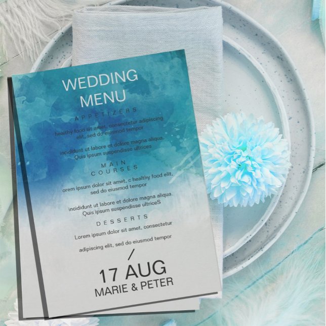 Invitación Menú Boda de verano acuático Ocean Beach (Subido por el creador)