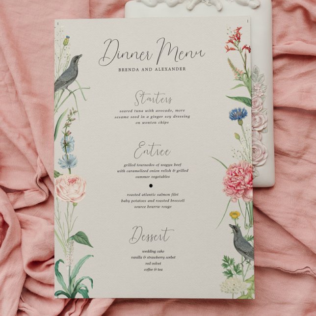 Invitación Menú Boda del marco de las flores silvestres de lo (Subido por el creador)