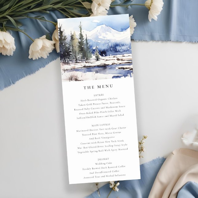 Invitación Menú Boda del paisaje de esquiar de la montaña de  (Subido por el creador)