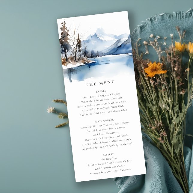 Invitación Menú Boda del Paisaje de Invierno de Mountain Lake (Subido por el creador)