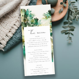 Invitación Menú Boda Dusky Green Tropical Palm Tree