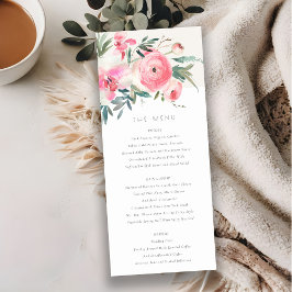 Invitación Menú Boda floral rosa de orquídea rosa