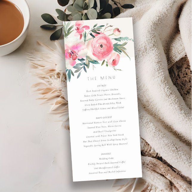 Invitación Menú Boda floral rosa de orquídea rosa (Subido por el creador)