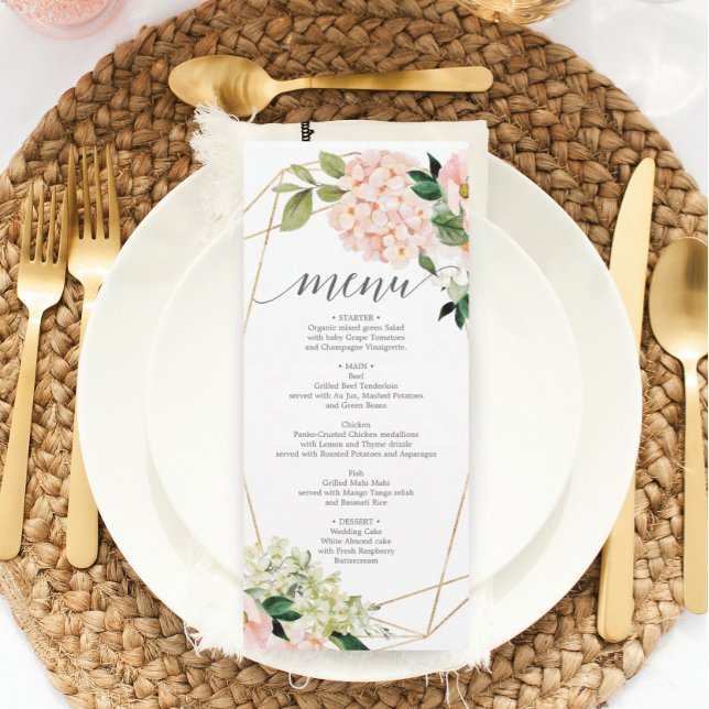 Invitación Menú Boda Hidrangea de Rubor o Ducha Bridal (Subido por el creador)