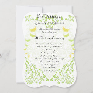 Invitación Menú Boda Lime Green Whimisical Bird