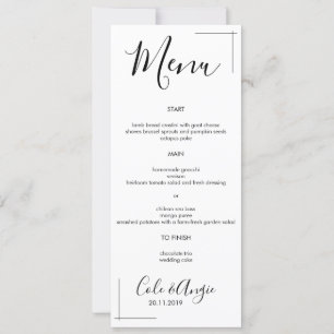Invitación Menú Boda minimalista con borde cruzado