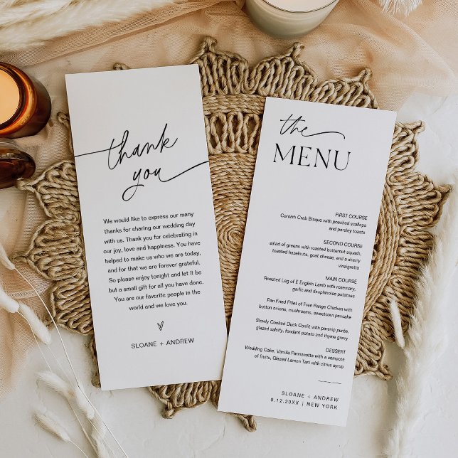 Invitación Menú Boda Minimalista EVERLEIGH 4x9 (Subido por el creador)