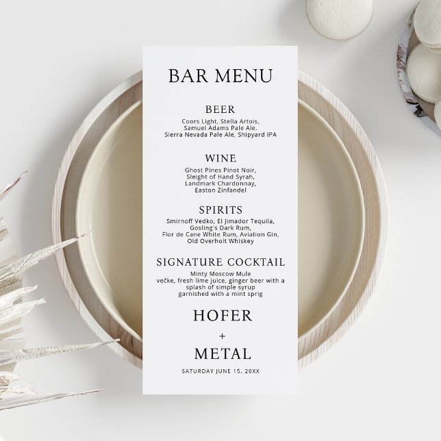 Invitación Menú Boda minimalista Script Recepción Cena (Subido por el creador)