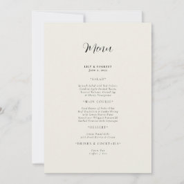Invitación Menú Boda moderno crema