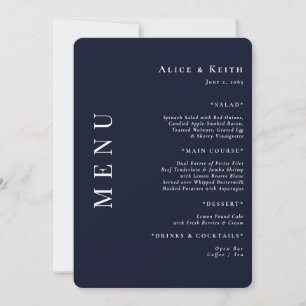 Invitación Menú Boda moderno de la Marina Rodada