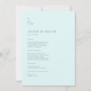 Invitación Menú Boda moderno Seafoam