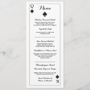 Invitación Menú Boda Recepción Cartas de Juego As de Espadas