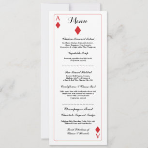 Invitación Menú Boda Recepción Diamante Jugando Cartas