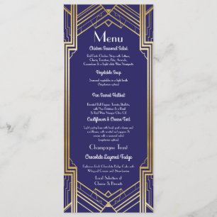 Invitación Menú Boda Recepción Gatsby de la Marina años 20 Ar
