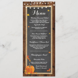 Invitación Menú Boda Recepción Rústico Madera Calabaza Otoño