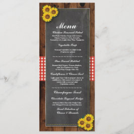 Invitación Menú Boda Recepción Rústico Tiza Roja Madera Cuadr