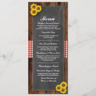 Invitación Menú Boda Recepción Rústico Tiza Roja Madera Cuadr