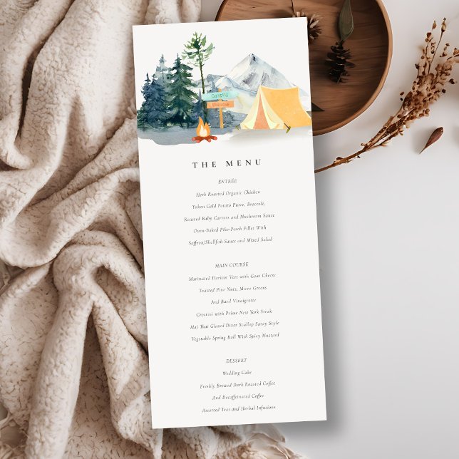 Invitación Menú Boda Rústico de Pine Woods Camping Mountain (Subido por el creador)