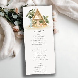 Invitación Menú Boda Rústico Tropical Palm Beach Shack