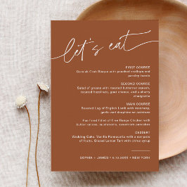 Invitación Menú Boda SIENNA Bohemia para la cena 5x7