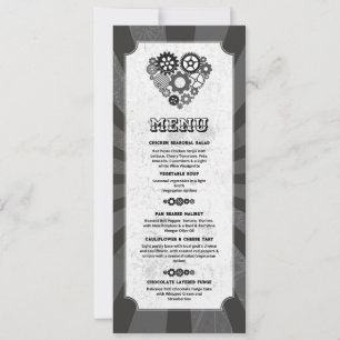 Invitación Menú Boda Steampunk Boda Corazones Engranajes