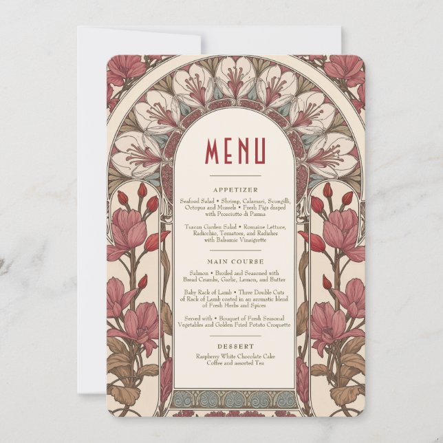 Invitación Menú Boda Vintage (Anverso)