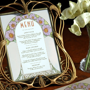 Invitación Menú Boda Vintage Art Nouveau de Mucha Invitati