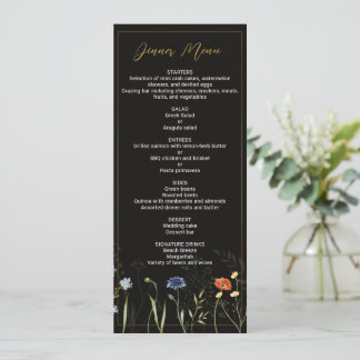 Invitación Menú Botánico Boho Flor Silvestre Malhumorado