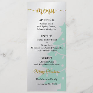 Invitación Menu Card, Christmas Menu, Dinner, Lunch