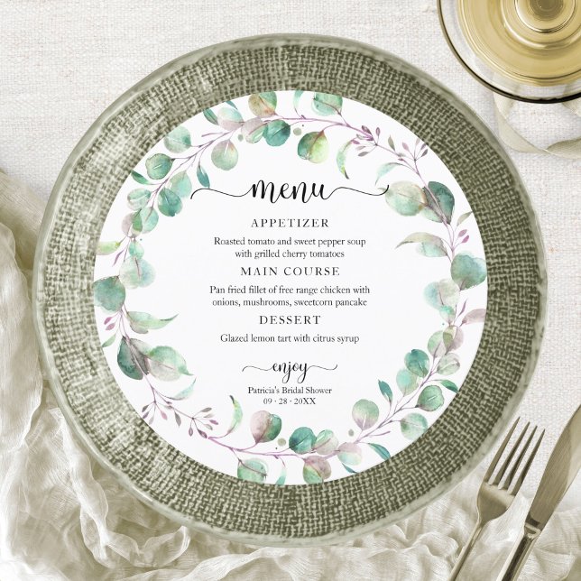 Invitación Menú Circular para Desayuno Nupcial con Eucalipto  (Subido por el creador)