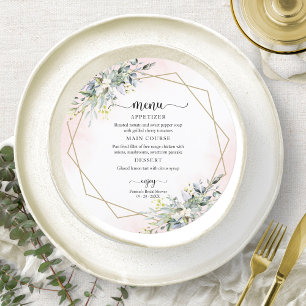 Invitación Menú Circular para Desayuno Nupcial con Toques Ros