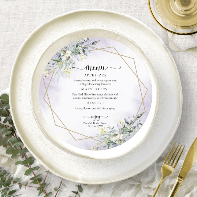 Invitación Menú circular para ducha de novia con lavanda púrp (Subido por el creador)