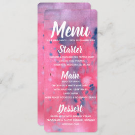 Invitación Menú Color de agua morado y rosa