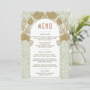 Invitación Menú Crisantemo Boda Vintage Arte Nouveau Invit