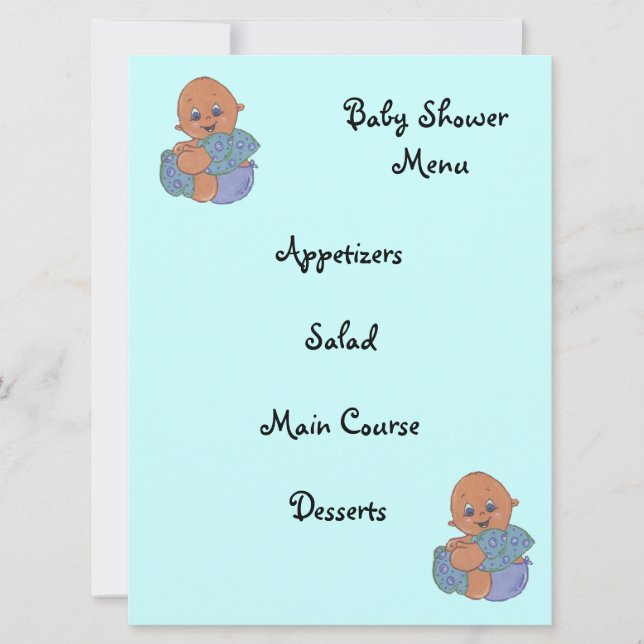 Invitación menú de baby shower (Anverso)