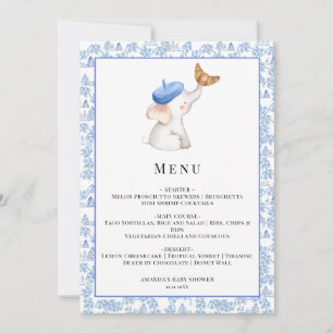 Invitación Menú de Baby Shower de Niña Romántico Francés Bonj
