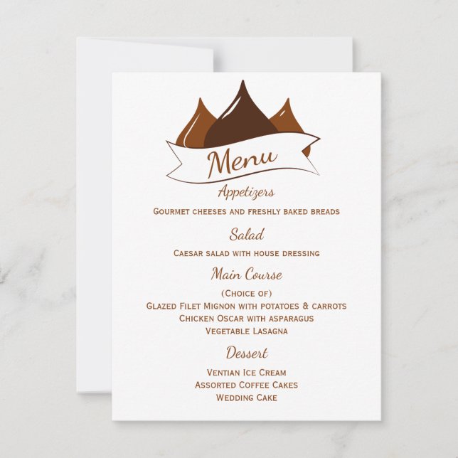 Invitación Menú De Besos De Chocolate Marrón Y Blanco (Anverso)
