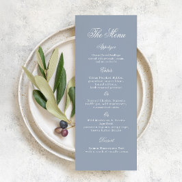 Invitación Menú de Boda Azul Polvoriento Elegante Algo Azul